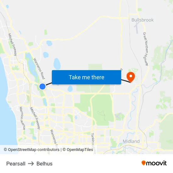 Pearsall to Belhus map