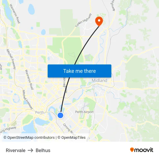 Rivervale to Belhus map