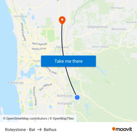 Roleystone - Bal to Belhus map