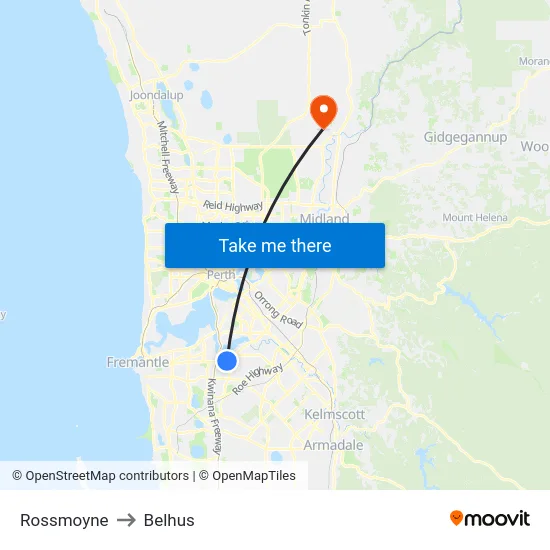 Rossmoyne to Belhus map