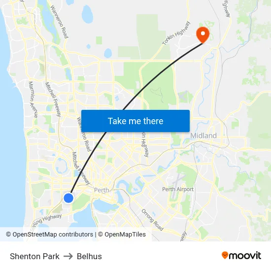 Shenton Park to Belhus map