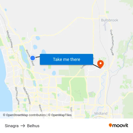 Sinagra to Belhus map