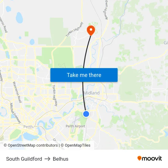 South Guildford to Belhus map