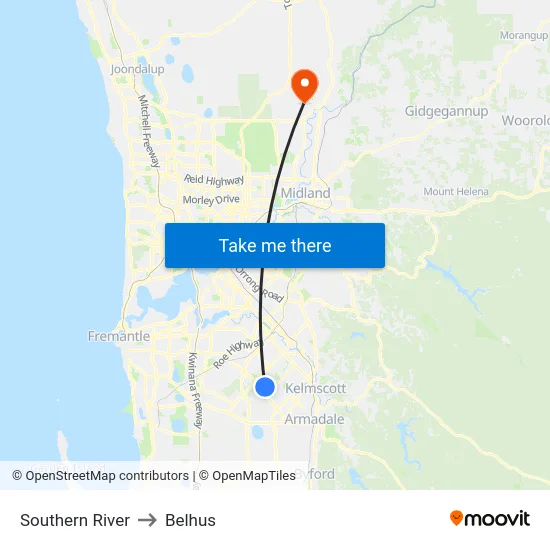 Southern River to Belhus map