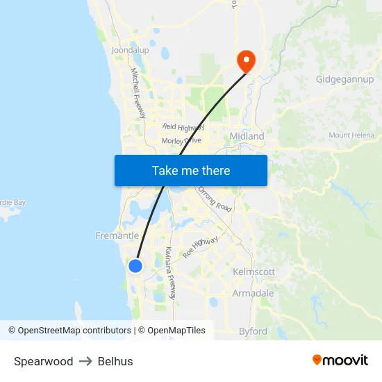Spearwood to Belhus map