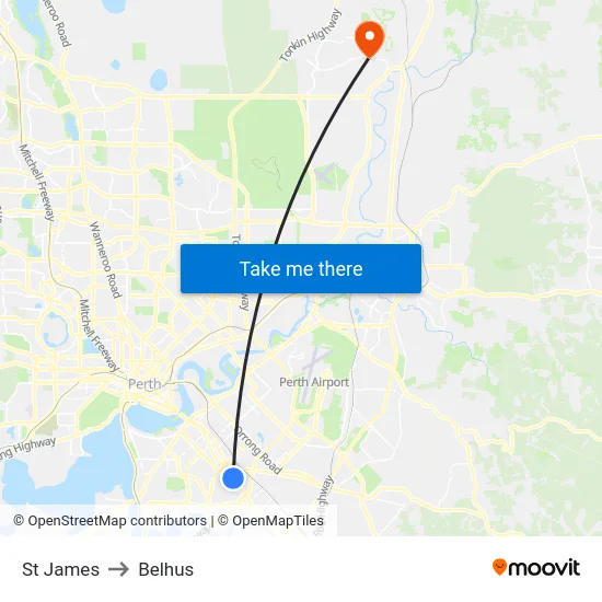 St James to Belhus map