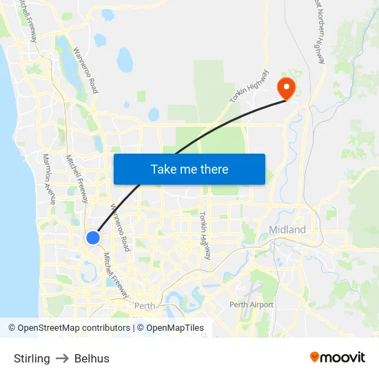 Stirling to Belhus map