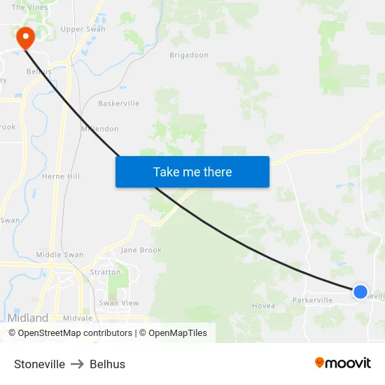 Stoneville to Belhus map