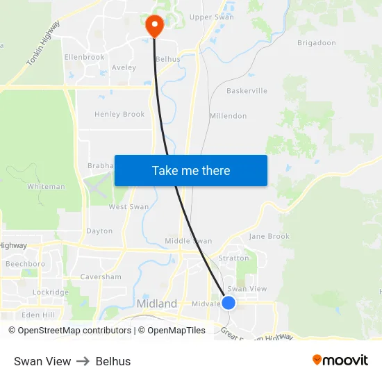 Swan View to Belhus map