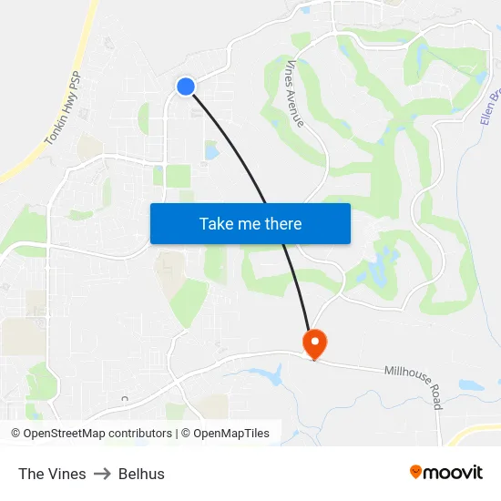 The Vines to Belhus map