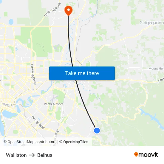 Walliston to Belhus map