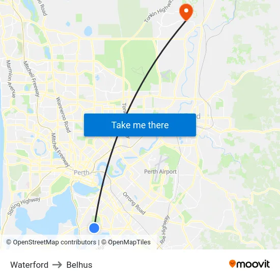Waterford to Belhus map