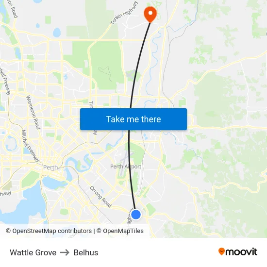 Wattle Grove to Belhus map