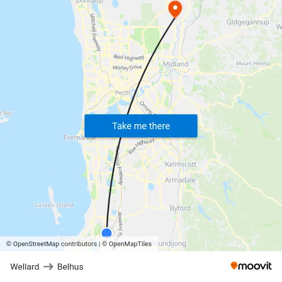 Wellard to Belhus map