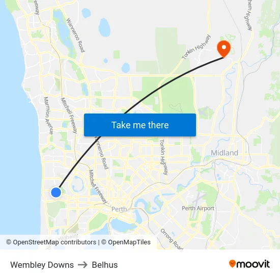Wembley Downs to Belhus map