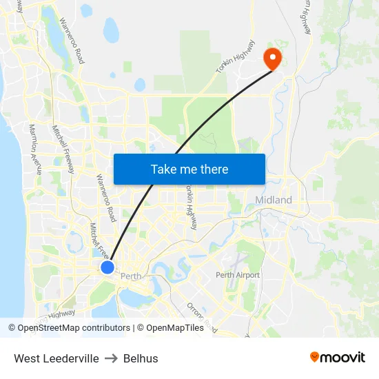 West Leederville to Belhus map