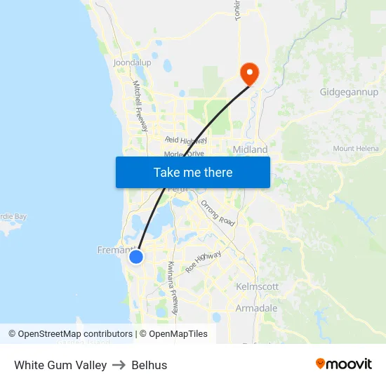 White Gum Valley to Belhus map