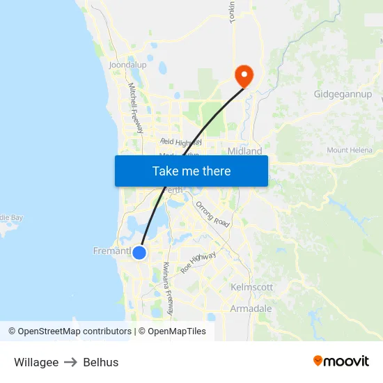 Willagee to Belhus map