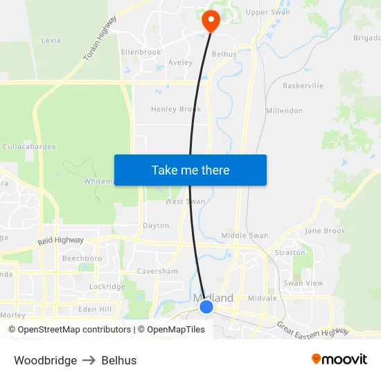 Woodbridge to Belhus map