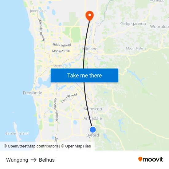 Wungong to Belhus map