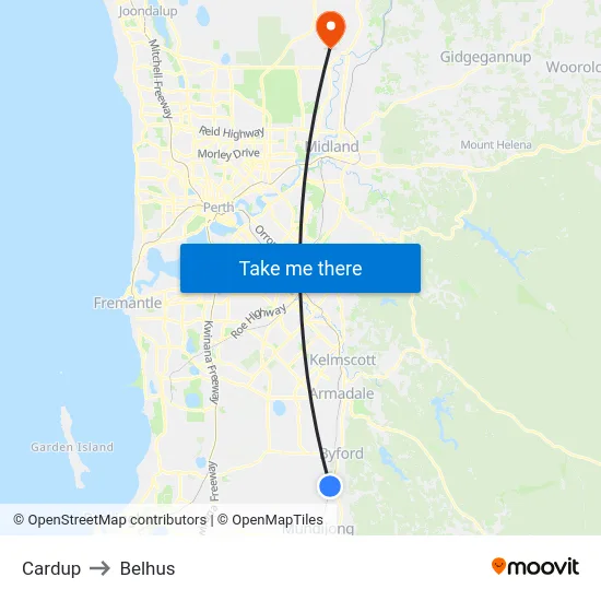 Cardup to Belhus map