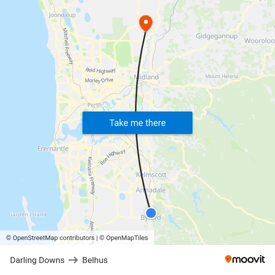 Darling Downs to Belhus map