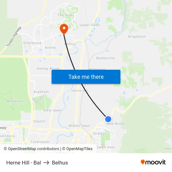 Herne Hill - Bal to Belhus map