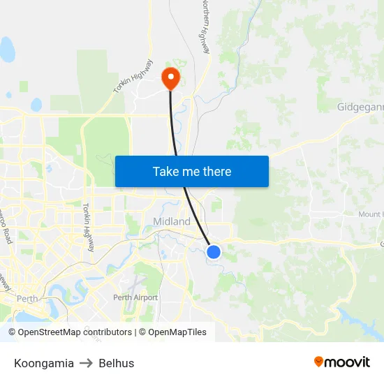 Koongamia to Belhus map