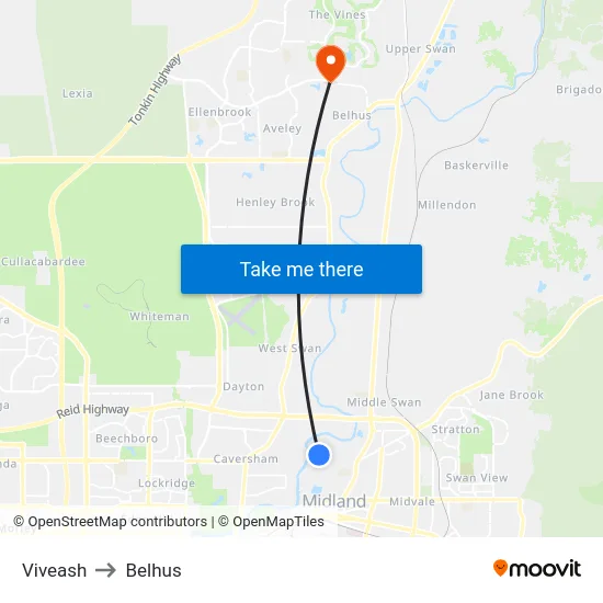 Viveash to Belhus map