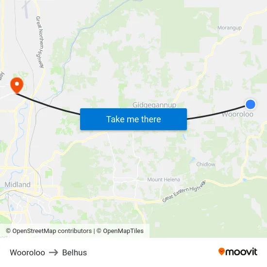 Wooroloo to Belhus map
