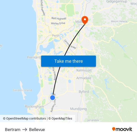 Bertram to Bellevue map