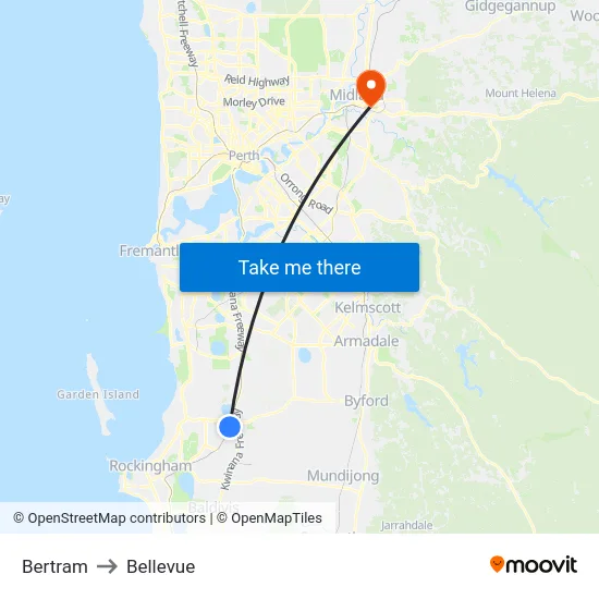 Bertram to Bellevue map