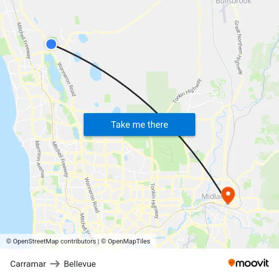 Carramar to Bellevue map