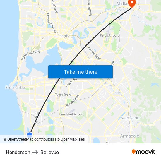 Henderson to Bellevue map