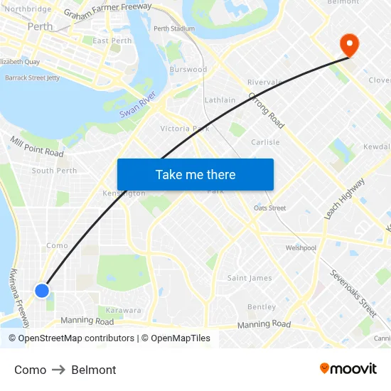 Como to Belmont map