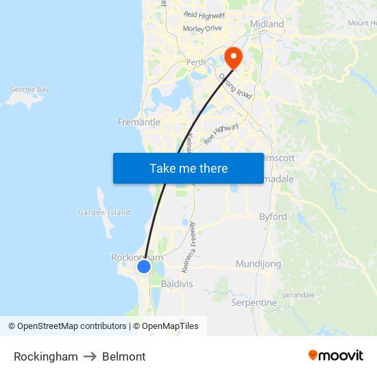 Rockingham to Belmont map