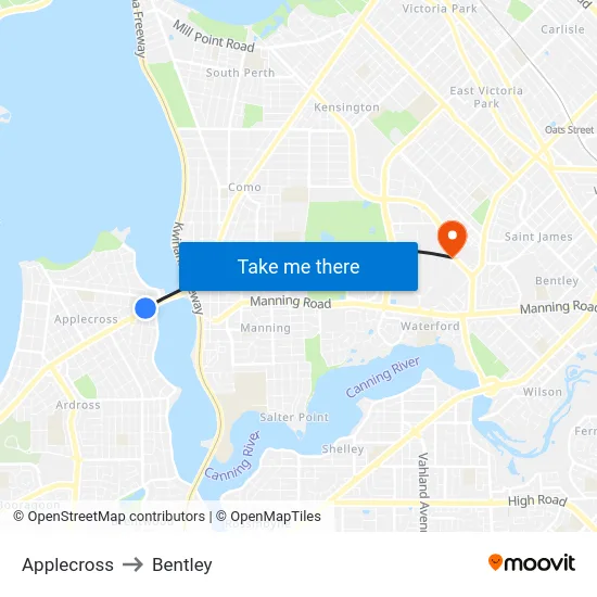 Applecross to Bentley map