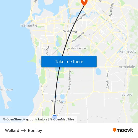 Wellard to Bentley map