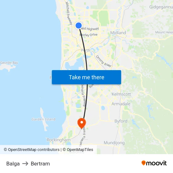 Balga to Bertram map