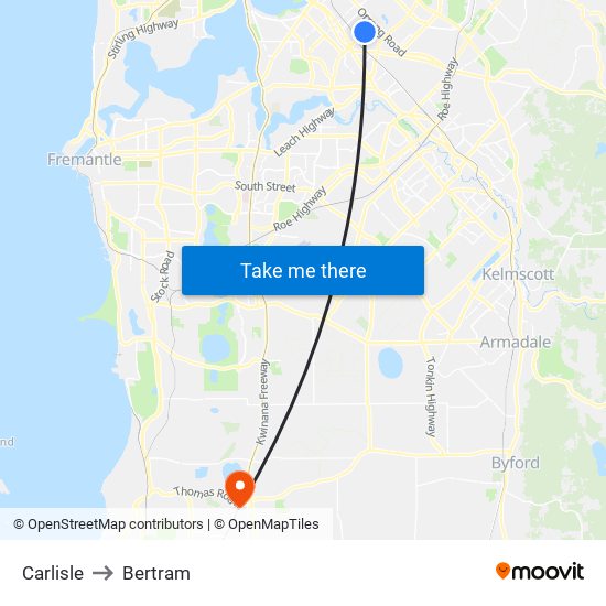 Carlisle to Bertram map