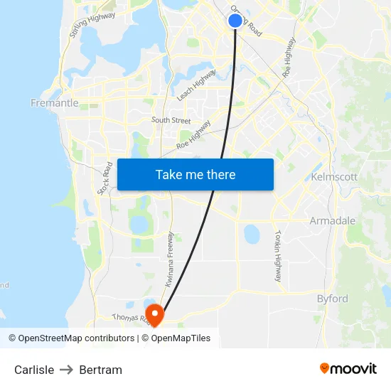 Carlisle to Bertram map