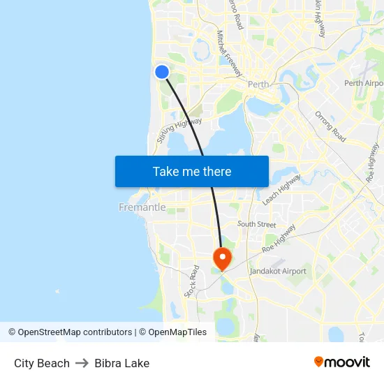City Beach to Bibra Lake map