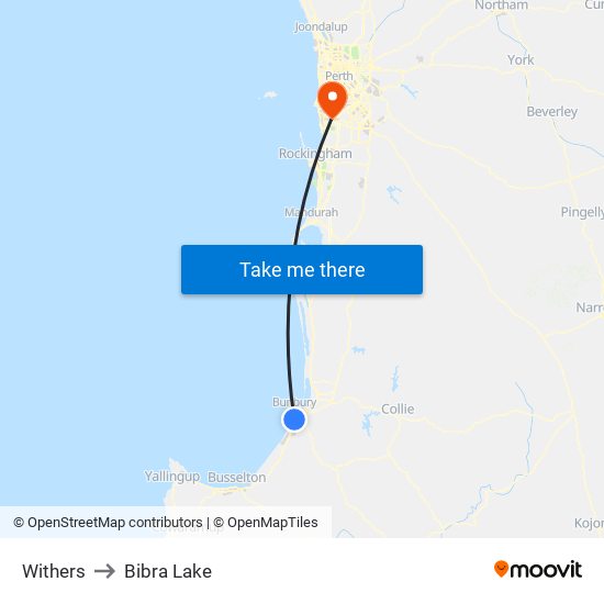 Withers to Bibra Lake map