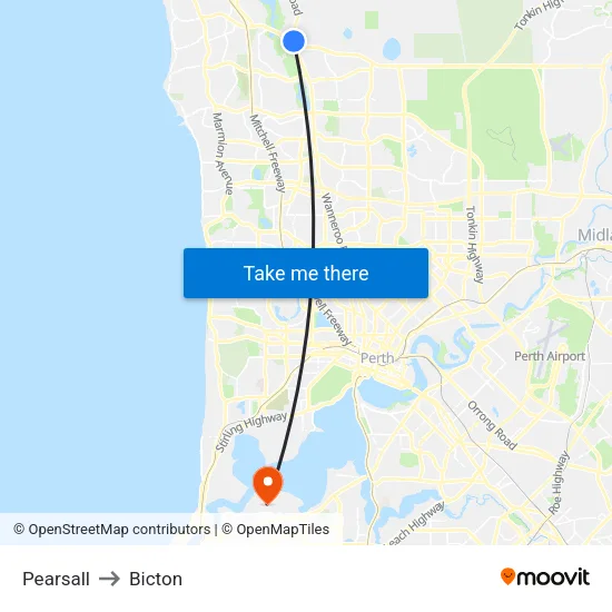 Pearsall to Bicton map