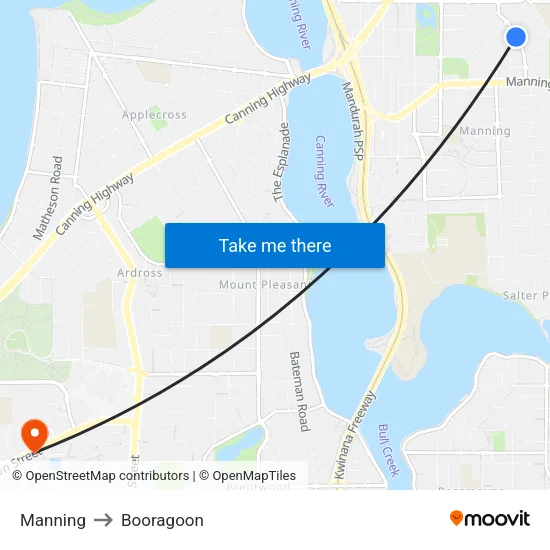 Manning to Booragoon map