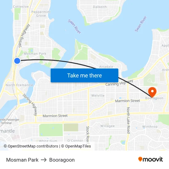 Mosman Park to Booragoon map