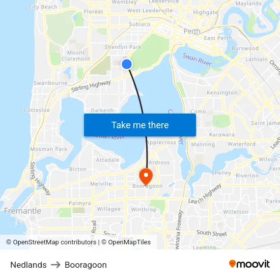 Nedlands to Booragoon map