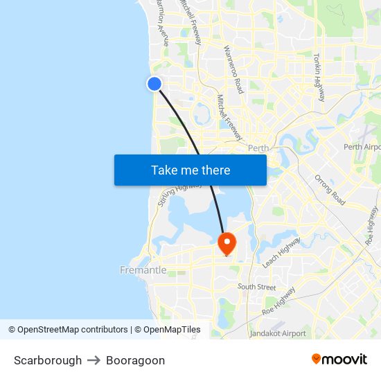 Scarborough to Booragoon map