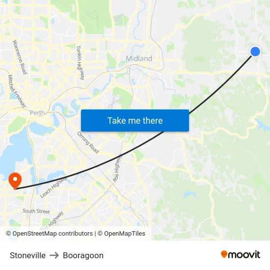 Stoneville to Booragoon map