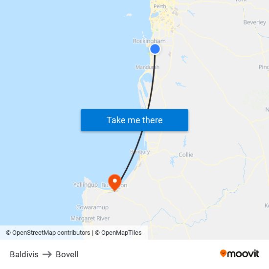 Baldivis to Bovell map